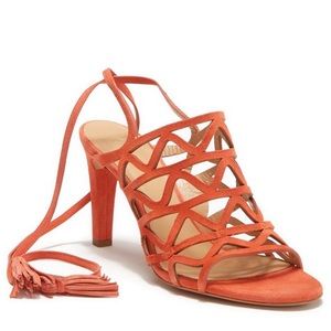 Chloé Kendal Ankle Tie Suede Sandal Heels Ia586